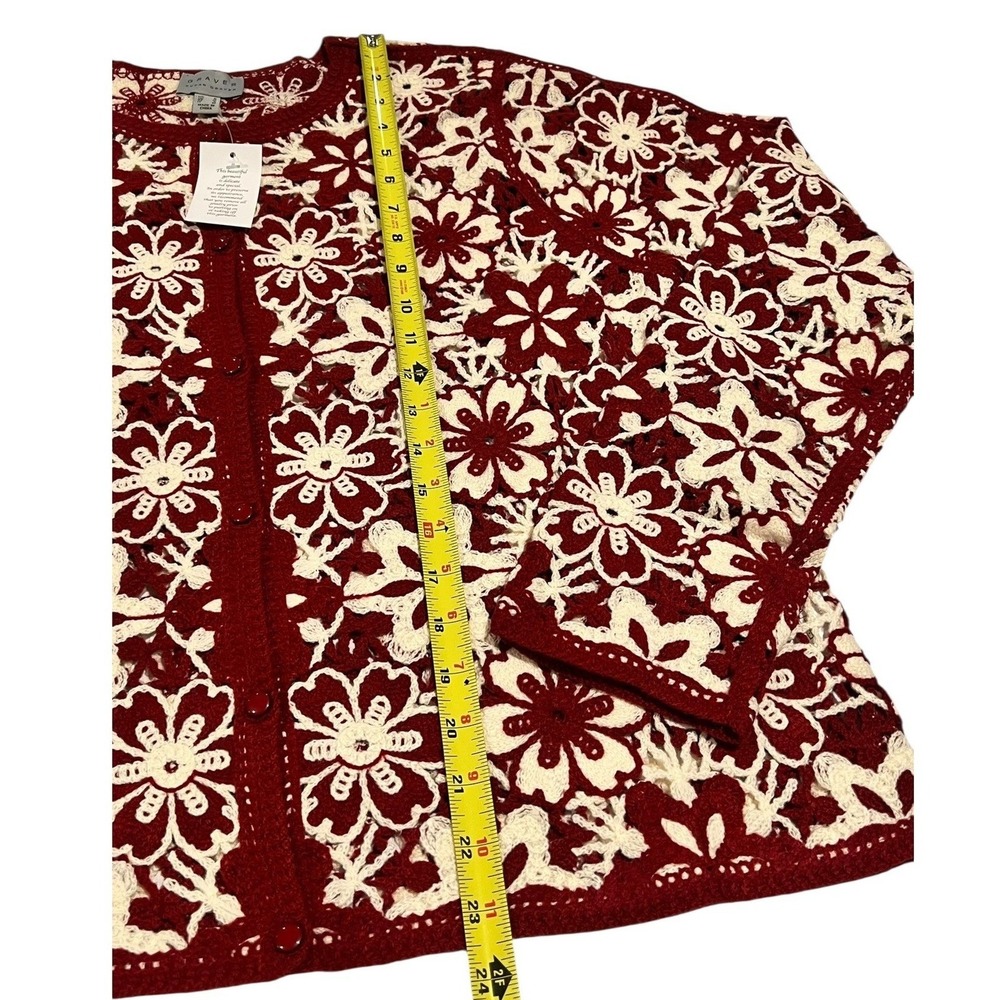 NWT Susan Graver Floral Crochet‎ Lace Button Front Cardigan S - Picture 5 of 13